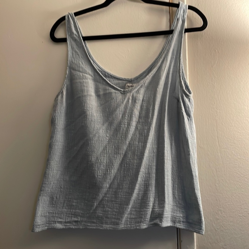 Rhythm light blue, linen tank top. Size M